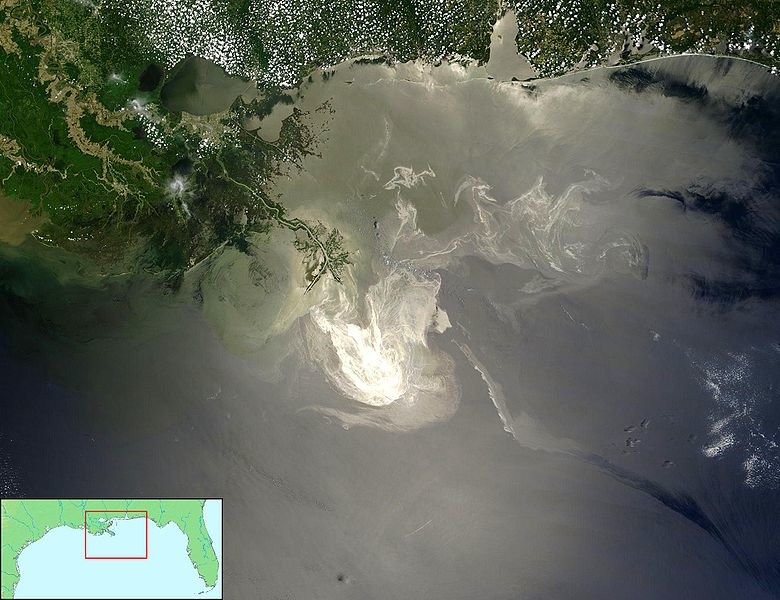 A diagram of the oil spill from space.
