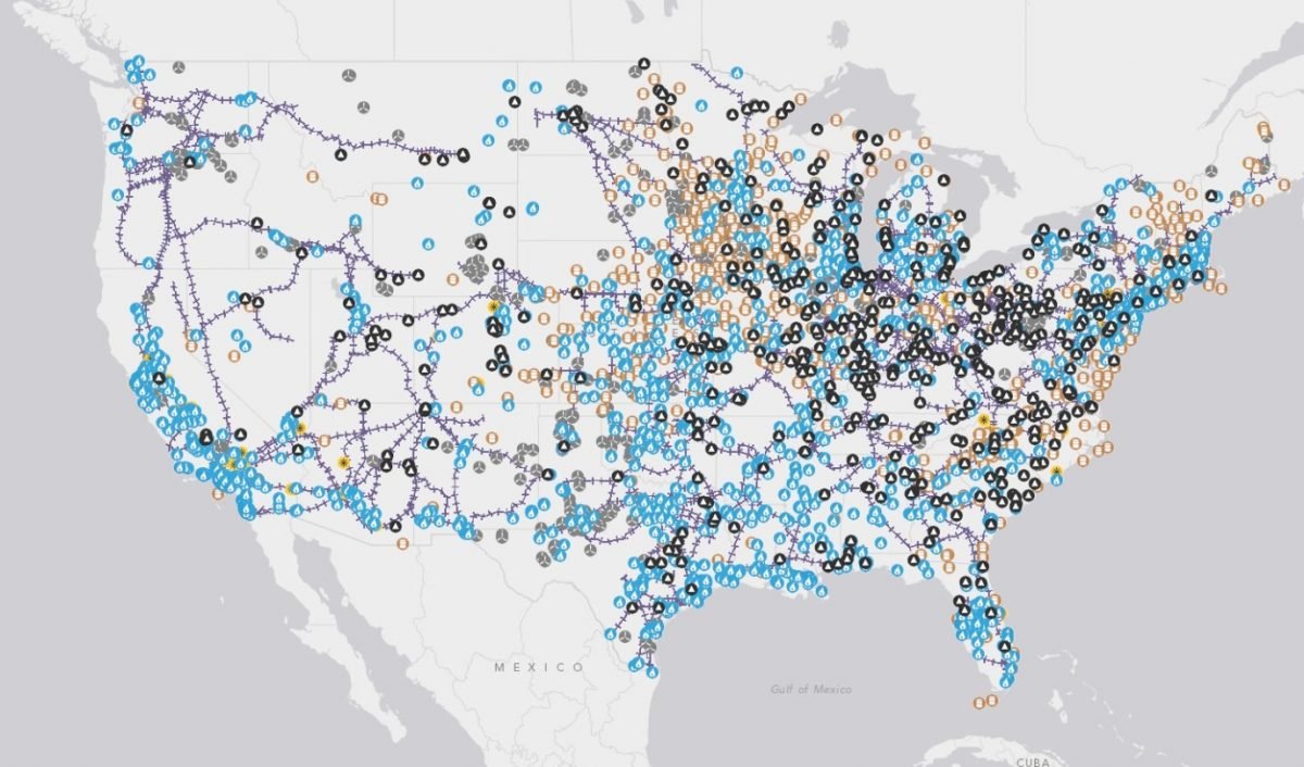 U.S. power plant infrastructure map