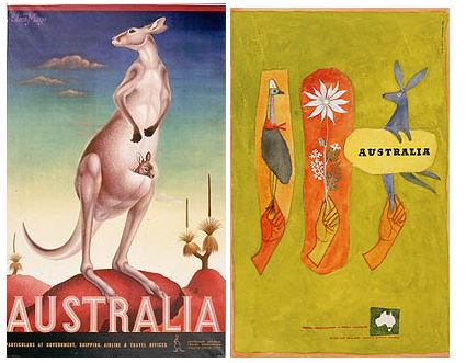The poster designed by Eileen Mayo and designed by Douglas Annand for the Australian Tourist Commission