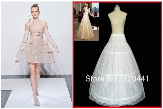 Modern use of crinoline in short skirts or full evening gowns.