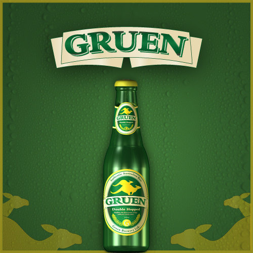 The kangaroo, green version of the bottle.