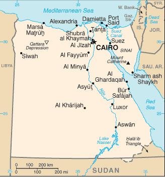 The Map of Egypt from the Central Intelligence Agency World FactBook.