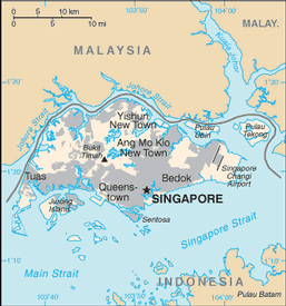 Singapore in a World Map.
