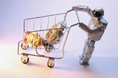 Robot and shopping trolley
