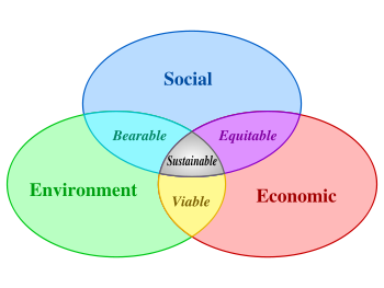 Scheme of Sustainable Development at the confluence of three constituent parts.