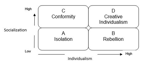 Isolation within a firm occurs due to low individualization and less socialization.