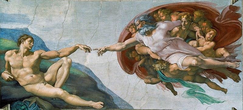 The creation of Adam by Michelangelo Buonarroti.