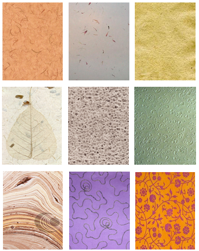 Various kinds of handmade paper