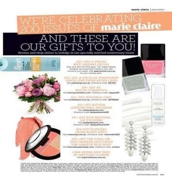Sales promotion competitions in Marie Claire.