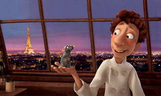 Ratatouille Animation - boy and mouse in Paris.