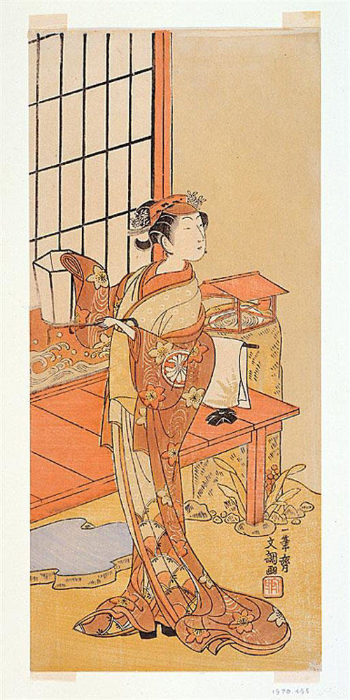 A lithograph with the Ukiyo-e influence on a belle époque design
