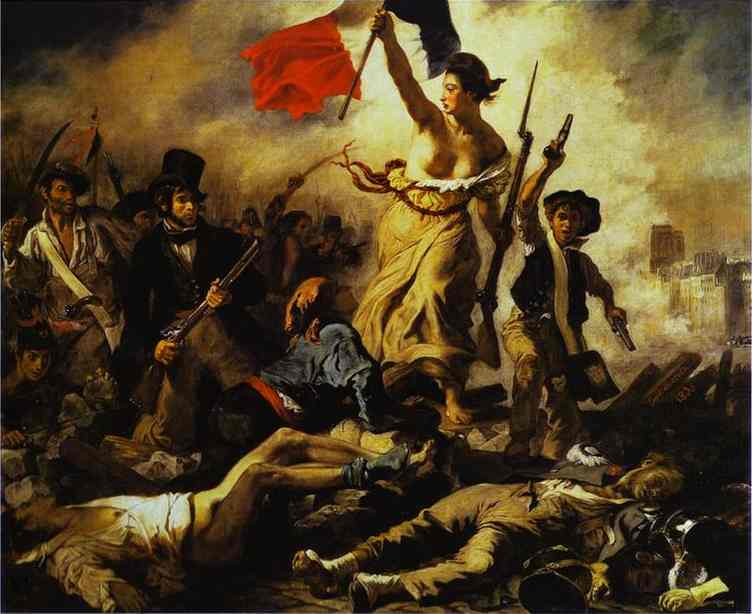 A Liberty Leading the People painting by Delacroix.