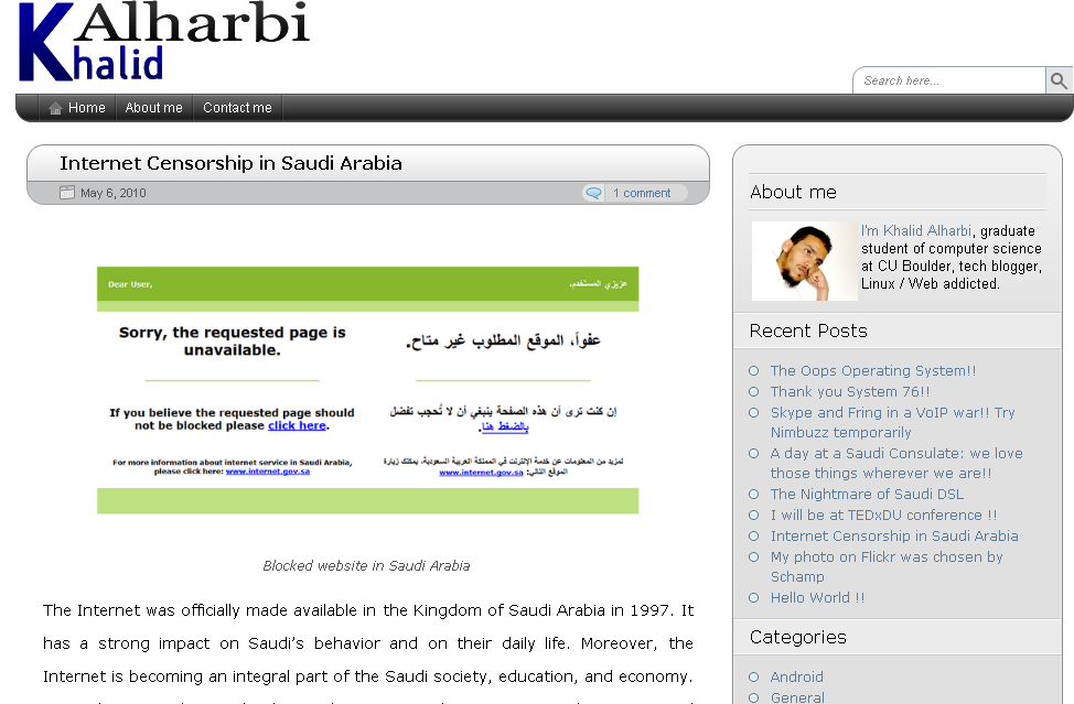 Internet Censorship in Saudi Arabia.