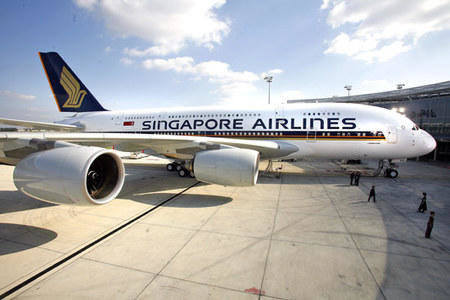 A diagram showing Singapore airline flight.