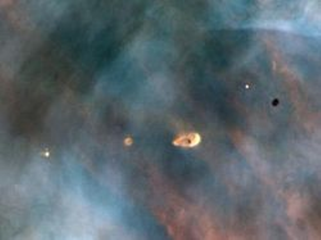 An example of formation of a proto-planetary disk in Orion nebula.