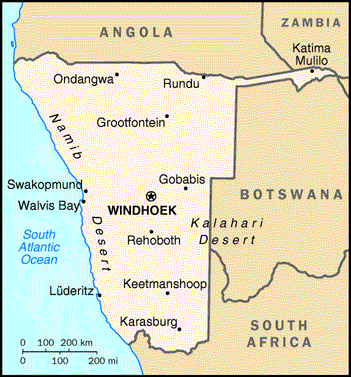 Namibia map.