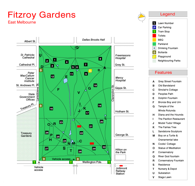 Fitzroy Gardens map.