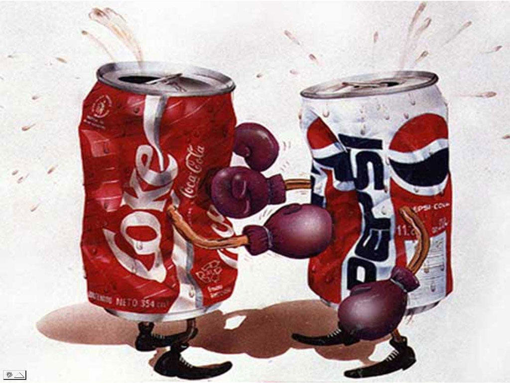 Coke vs. Pepsi bottles ring.