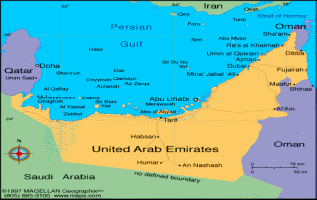 Map of the United Arab Emirates.