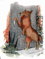 The wolf opening grandmother’s Cottage