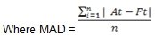 MAD (mean absolute deviation) formula.