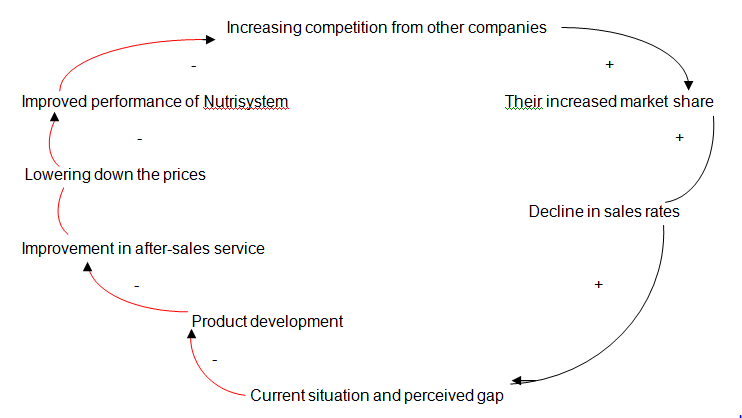 The diagram shows how the company counterbalances the competition put up by the competitors.