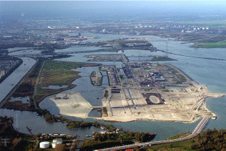 Aerial photograph of Ijburg under construction in 2004