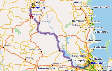 Map of Bunya Highway