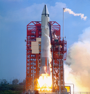 Surveyor 1 being launched using the Atlas Centaur