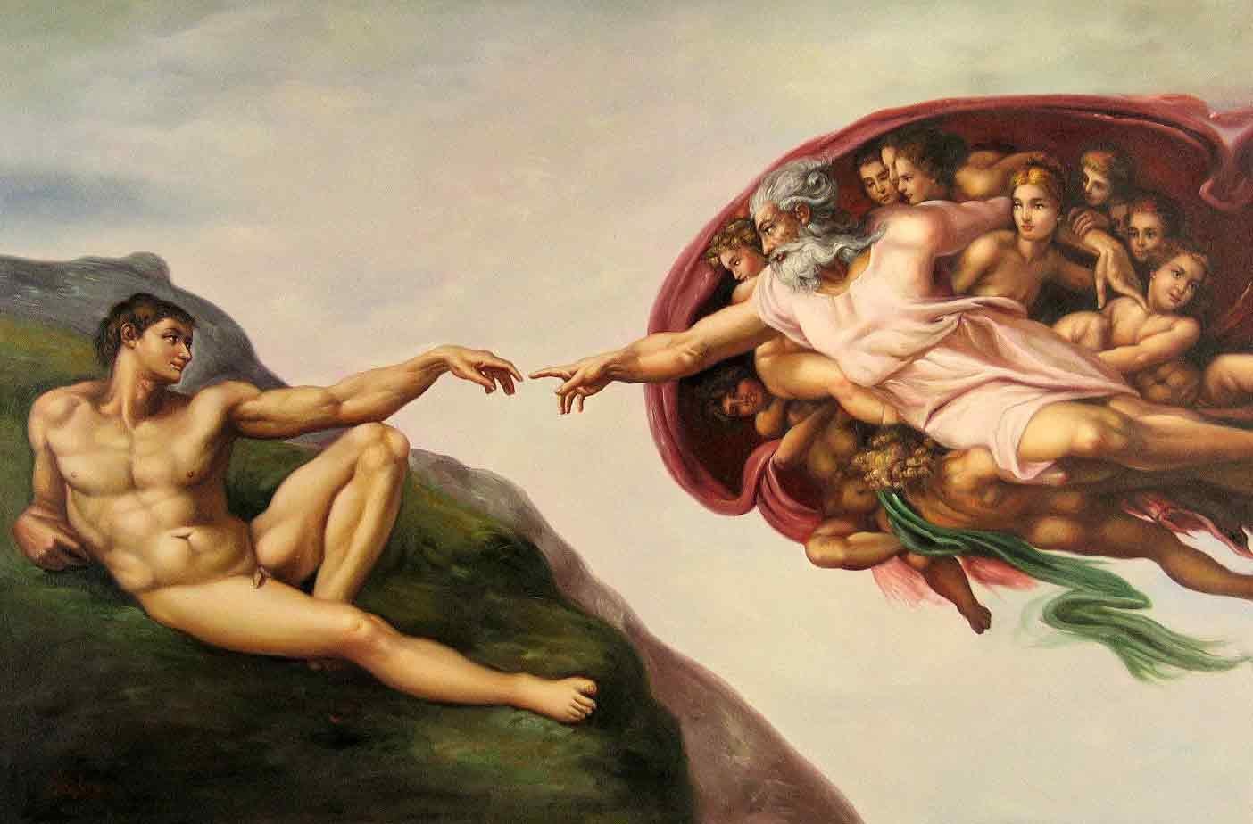 Michelangelo’s creation of Adam painting