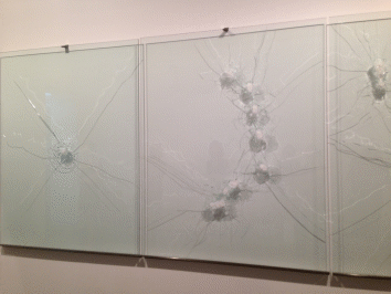 The Constellations, 150x120 cm each, glass and steel