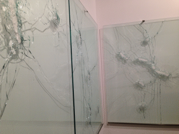 The Constellations, 150x120 cm each, glass and steel