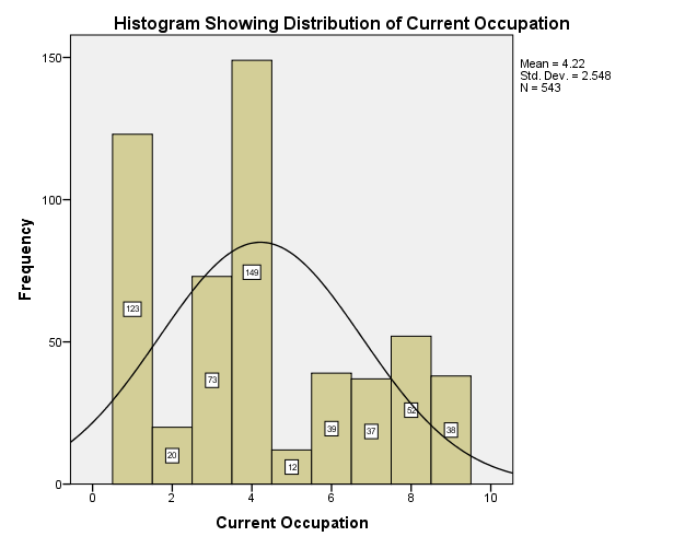 Histogram Showing Distribution of Current Occupation
