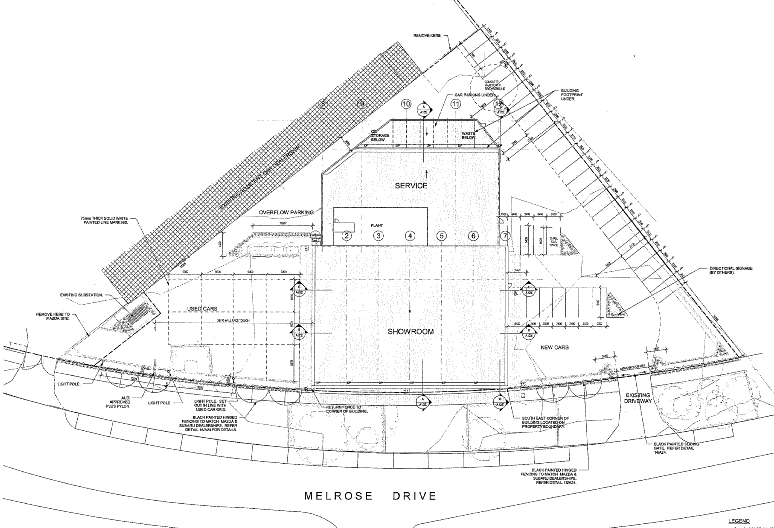 A plan showing the triangular shape of the site. It also shows Eric Martin’s proposal for the layout of the spaces in the structure