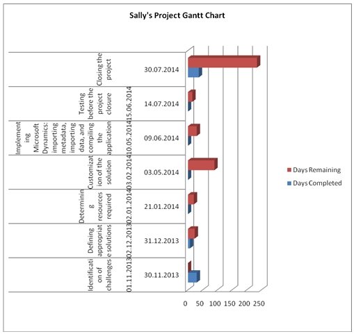 Sally's Project Gantt Chart
