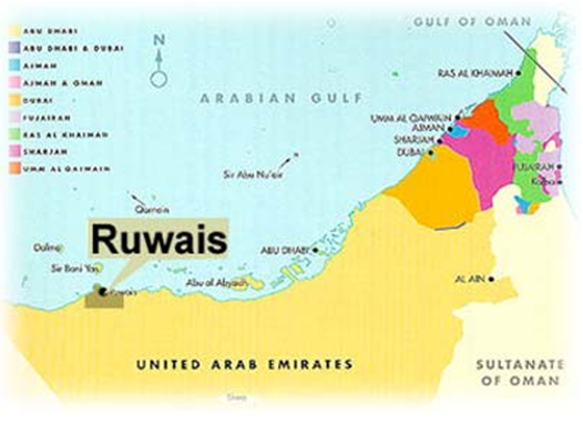 The refinery plants at Ruwais complex and the high seas where extraction of oil takes place