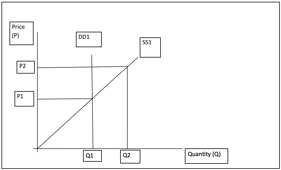 Demand and supply curve for toursim products with an increase in price
