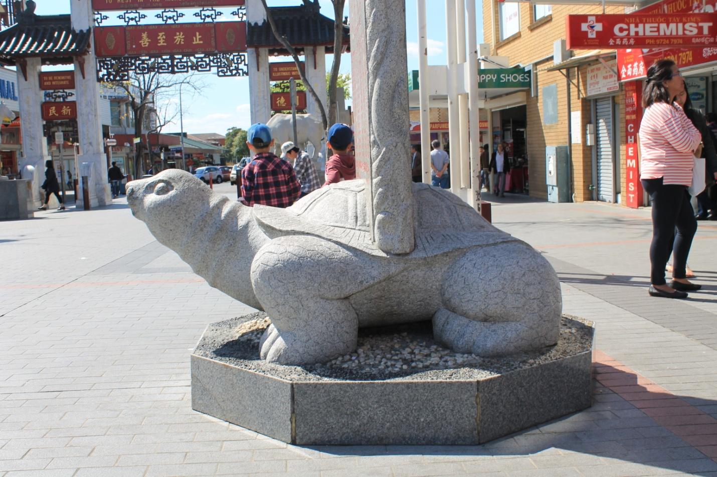 The statue of a turtle in the Vietnam town in Cabramatta (retail district), picture taken on 10.9.14 with a Canon camera