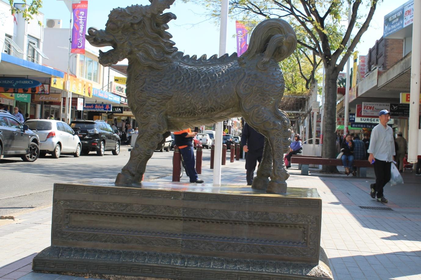 The statue of a dragon in the John St., Cabramatta, the picture was taken on 10.9.14 with a Canon camera