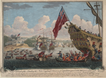 Diagram showing the siege of Louisbourg in 1745