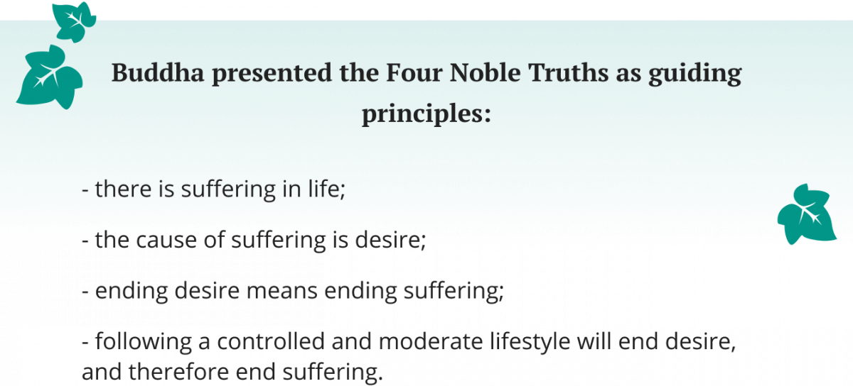 Buddha presented the Four Noble Truths as guiding principles.