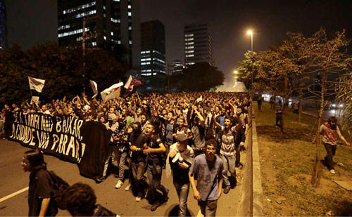 Mass protests in the streets of Rio in the summer of 2013