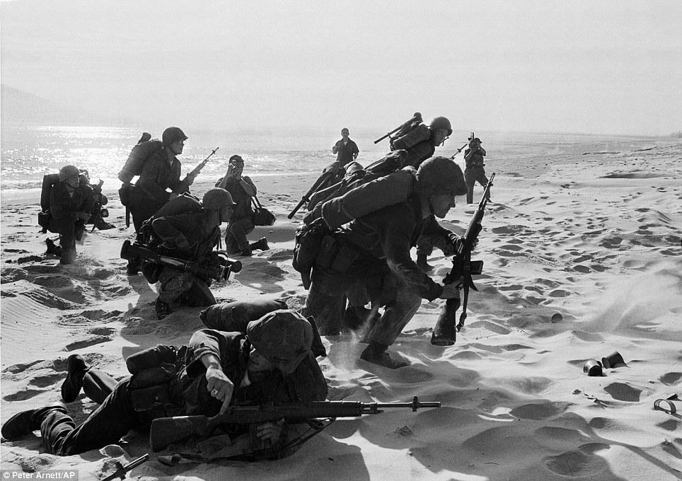 U. S. Marines in the Red Beach at Da Nang, 1965