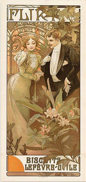 The poster “Flirt” by Alphonse Mucha (“Flirt – Advertising Posters” n. pag.).