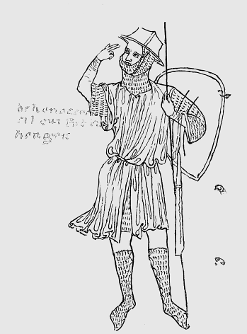 Warrior from the Sketchbook, Villard De Honnecourt, about 1230, the Medieval Period (Bowie 7). 