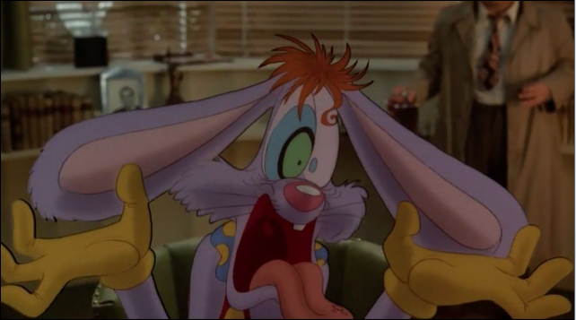 Animated character of Roger Rabbit becomes emotionally distressed.