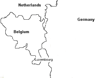 A hand-drawn map of Belgium