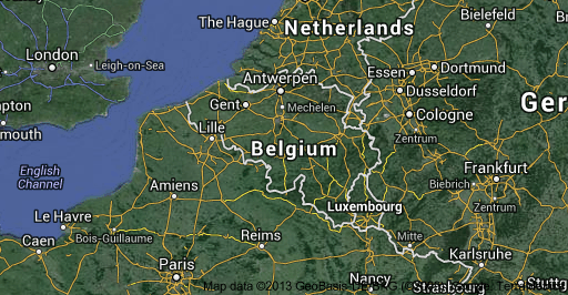 Satellite map of Belgium 