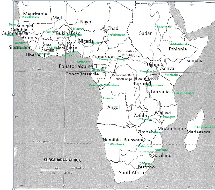 Political-Cultural Map of sub-Saharan Africa
