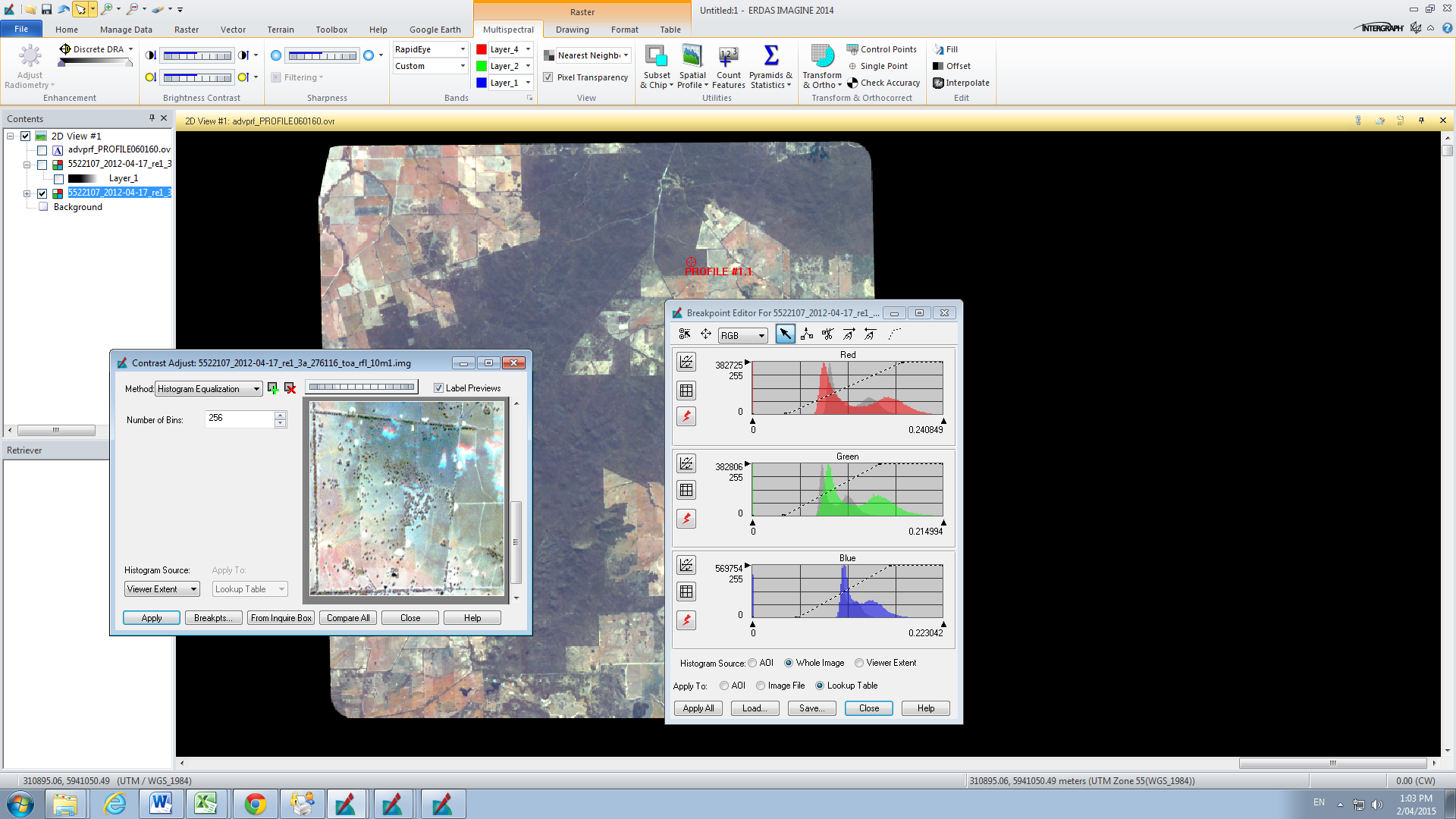 Band selection for land cover discrimination.